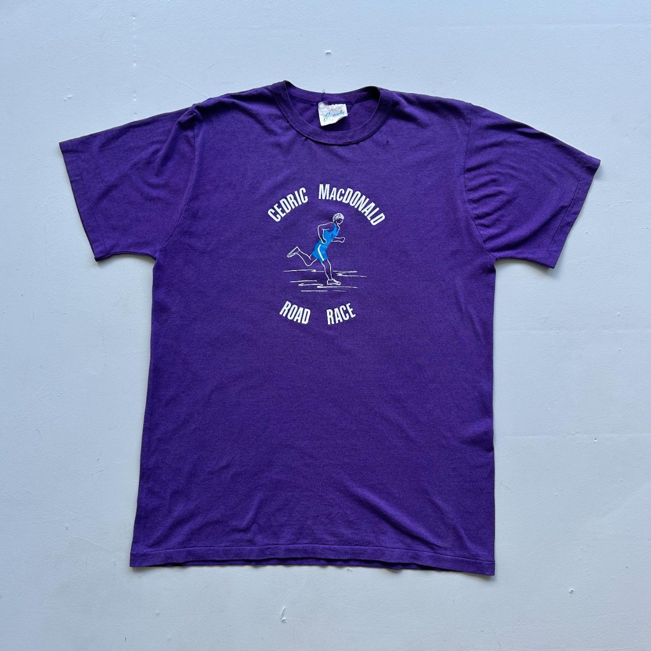 Purple Cedric Macdonald Running 90s Vintage T-shirt - Medium