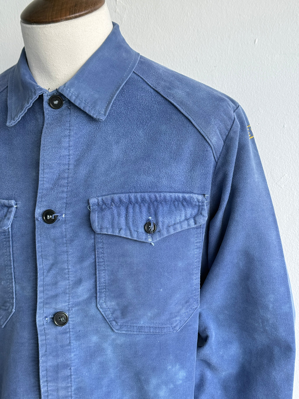 Blue French Moleskin 1950s Vintage Workwear Chore Jacket CH490 - Medium
