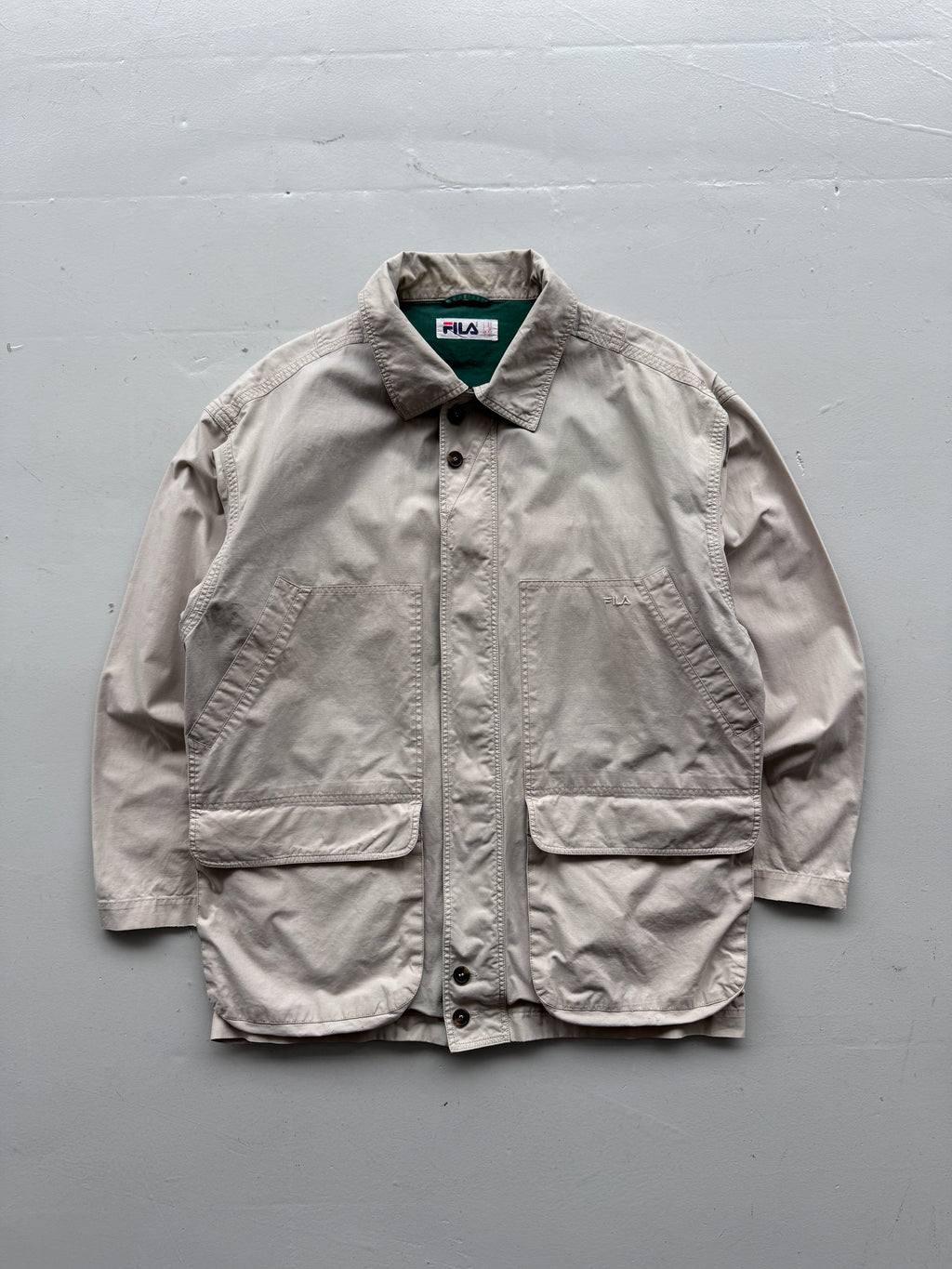 Cream Fila 00's Vintage Barn Field Jacket - Large