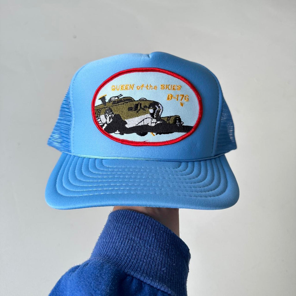 Baby Blue Queen of The Skies Mesh and Foam Trucker SnapBack Cap