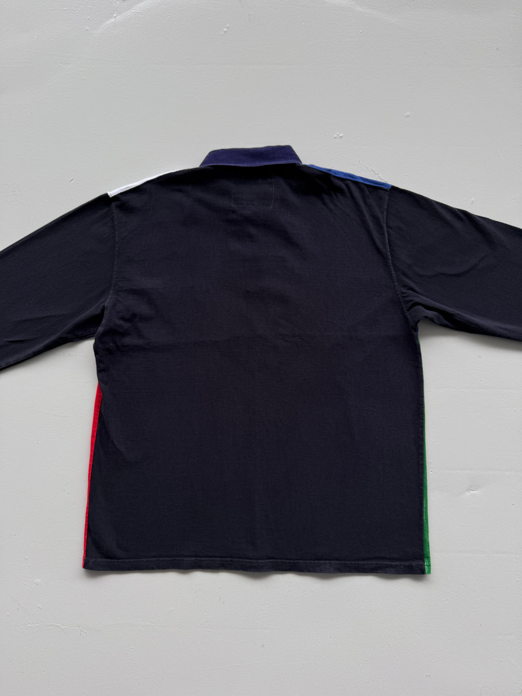 Navy Blue Five Nations 90's Vintage Long Sleeve Rugby Polo Jersey - XL