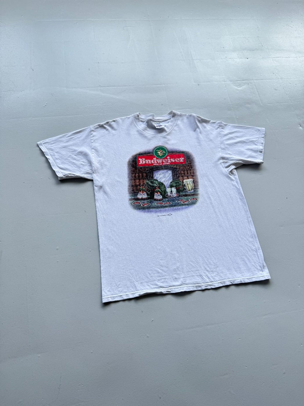 Budweiser King of Beers Frog Graphic 90's Vintage T-Shirt - XL
