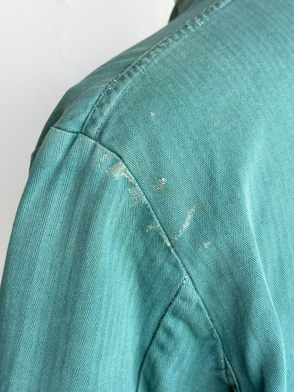 Thrashed Green French 1960s Vintage Workwear Chore Jacket CH504 - Small