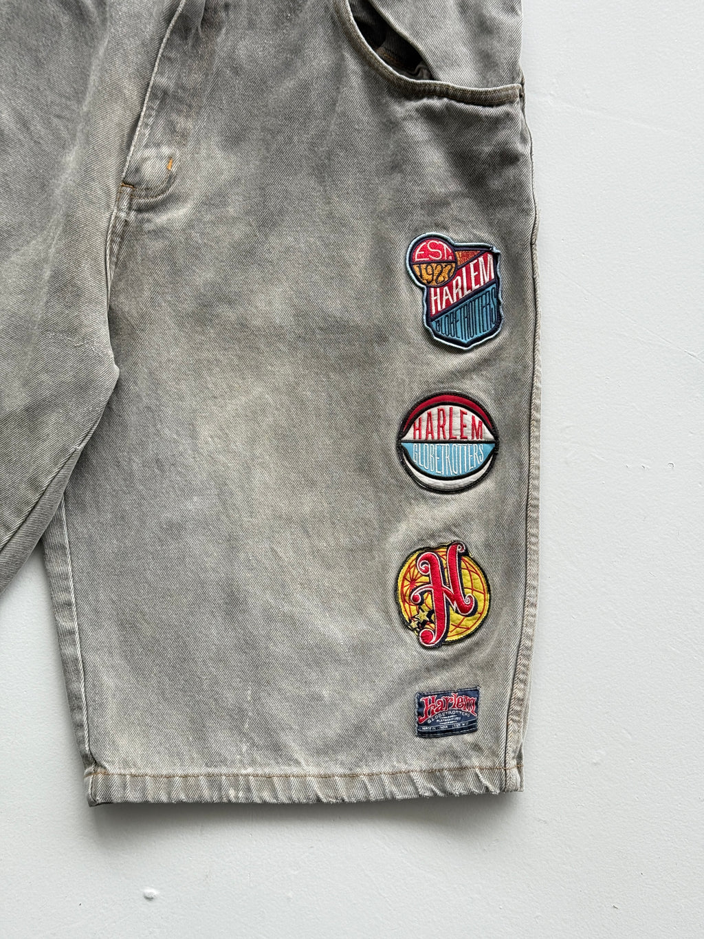 Faded Grey Fubu Platinum 00's Vintage Y2K Denim Shorts - W36 x L12