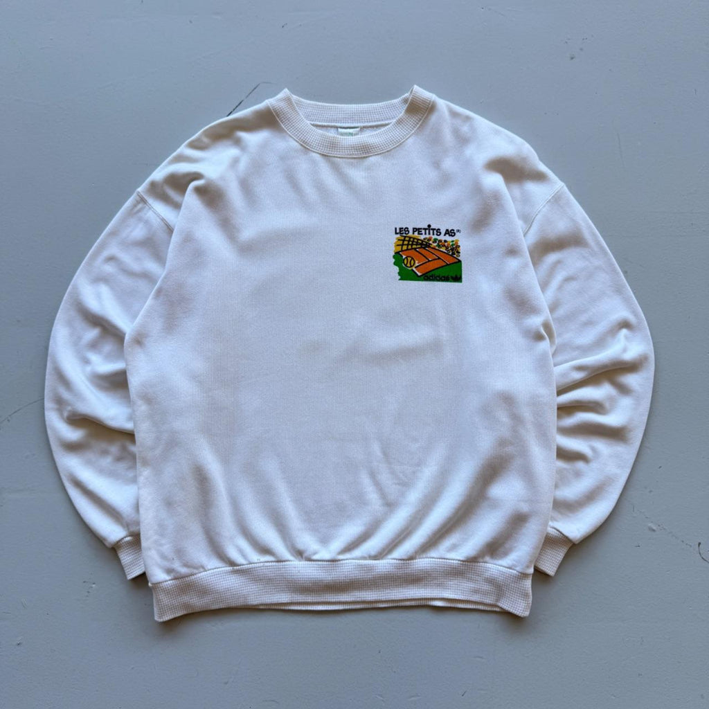 Cream Adidas Tennis 90s Vintage Graphic Sweatshirt - Small