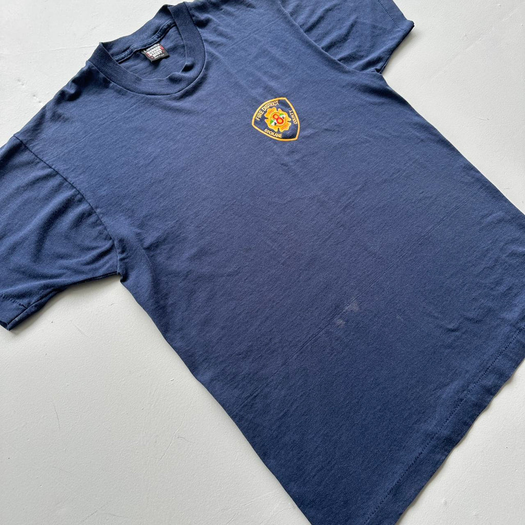 Fire District Navy 90s Vintage T-shirt - Medium