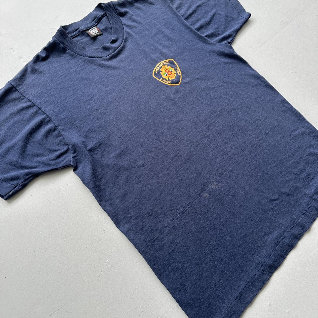 Fire District Navy 90s Vintage T-shirt - Medium