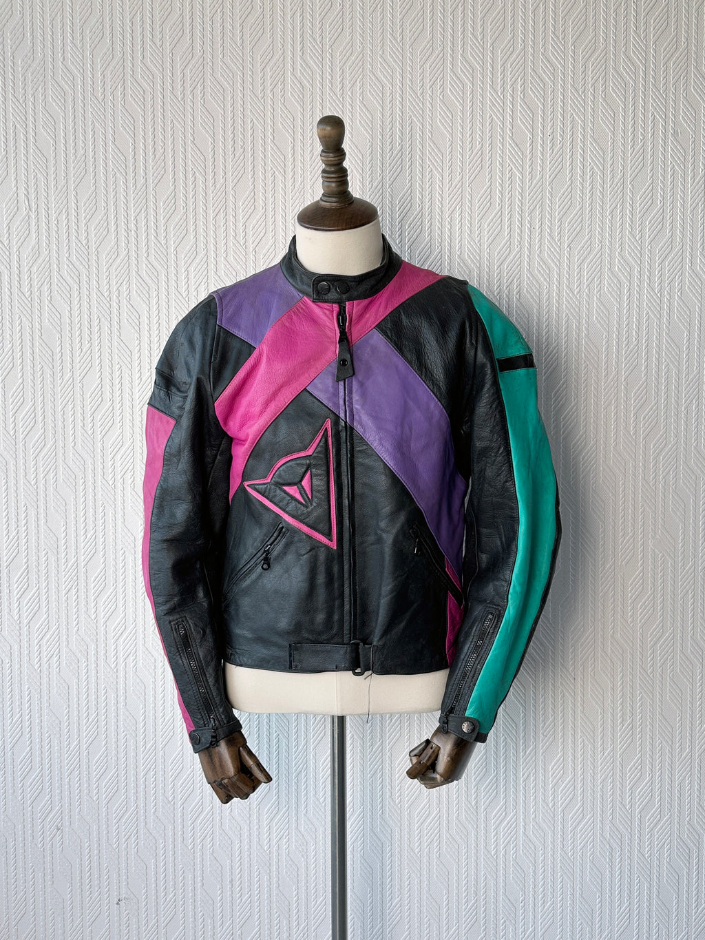 Dainese Black Leather Vintage 90's Biker Jacket - Small