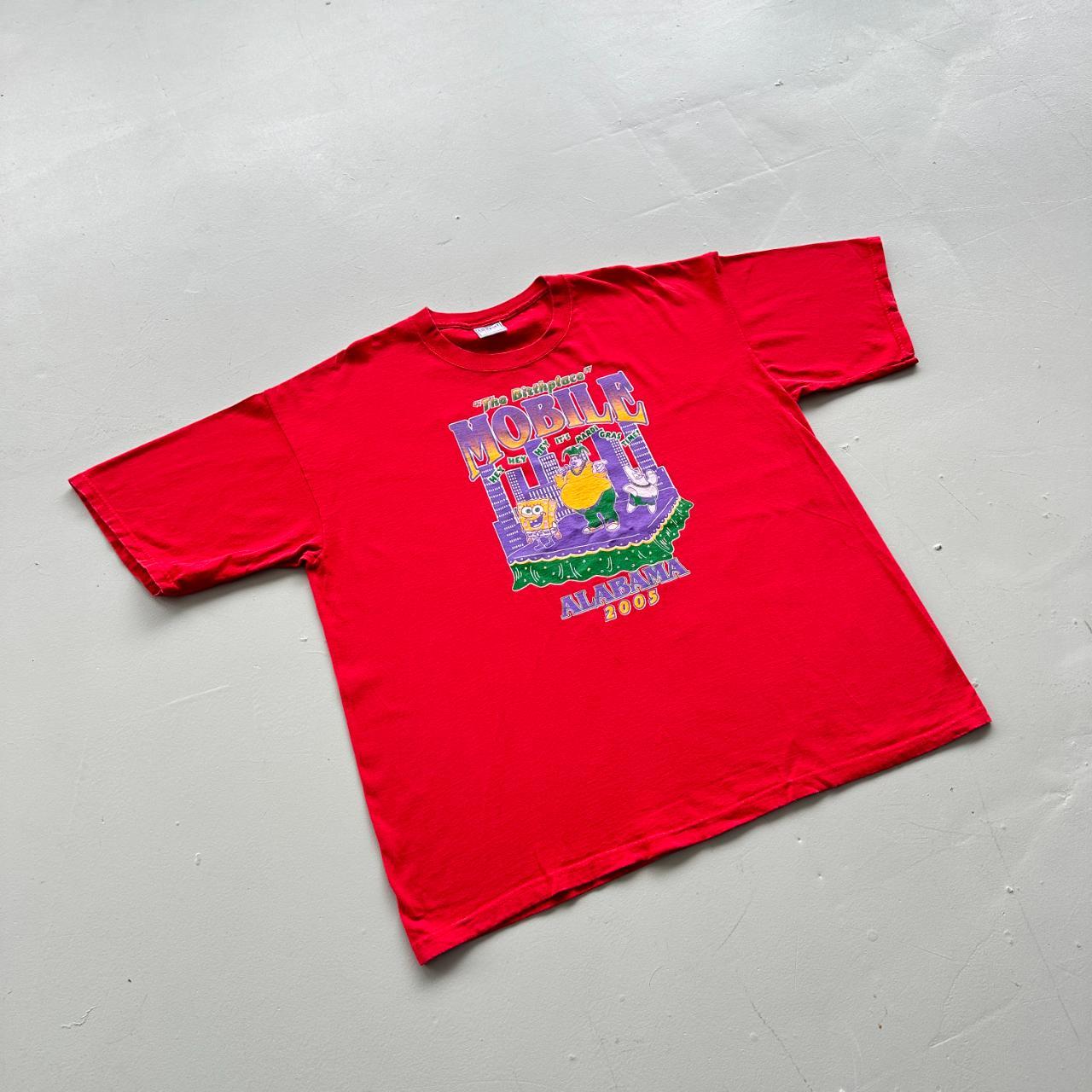 Red Novelty Cartoon Sponge-Bob Vintage 90's T-shirt - 2XL