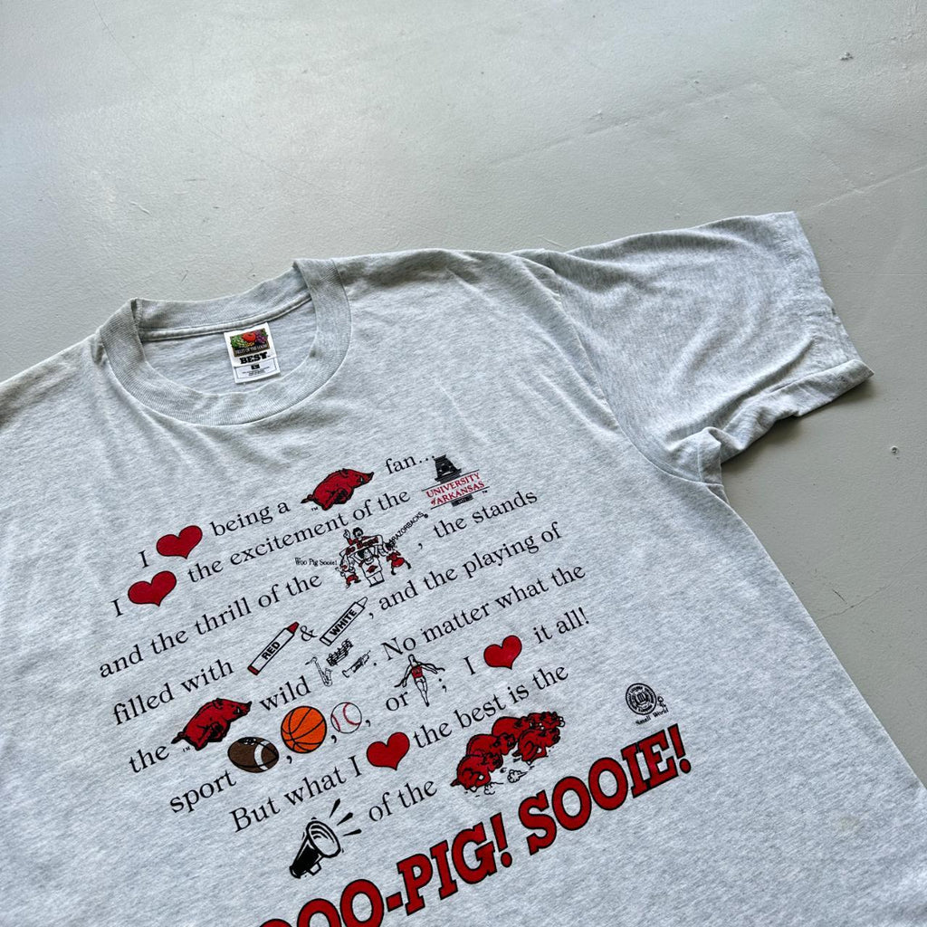 Grey American Sports Slogan Vintage 90's T-shirt - Large