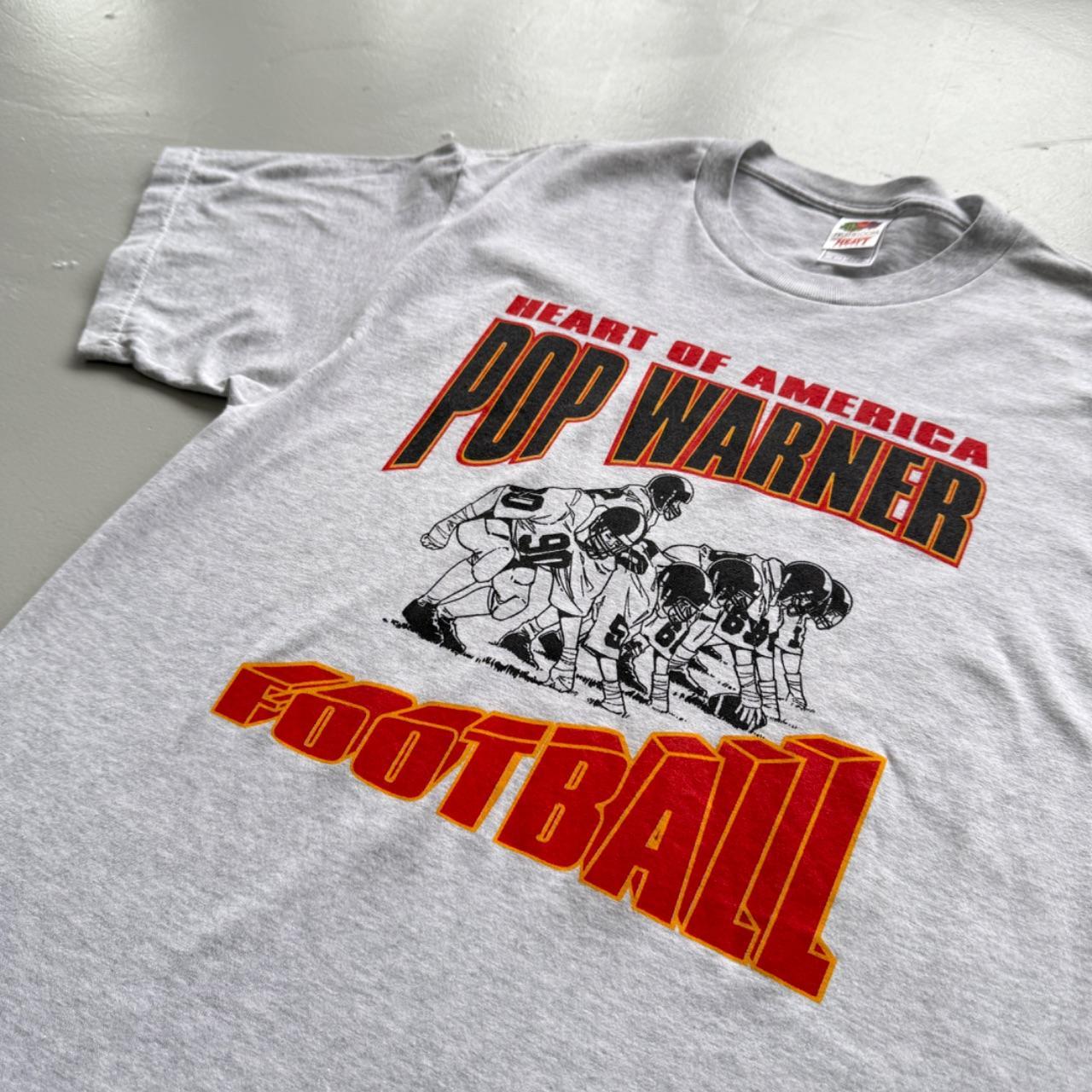 Grey Pop Warner 90s Vintage Graphic T-Shirt - Large
