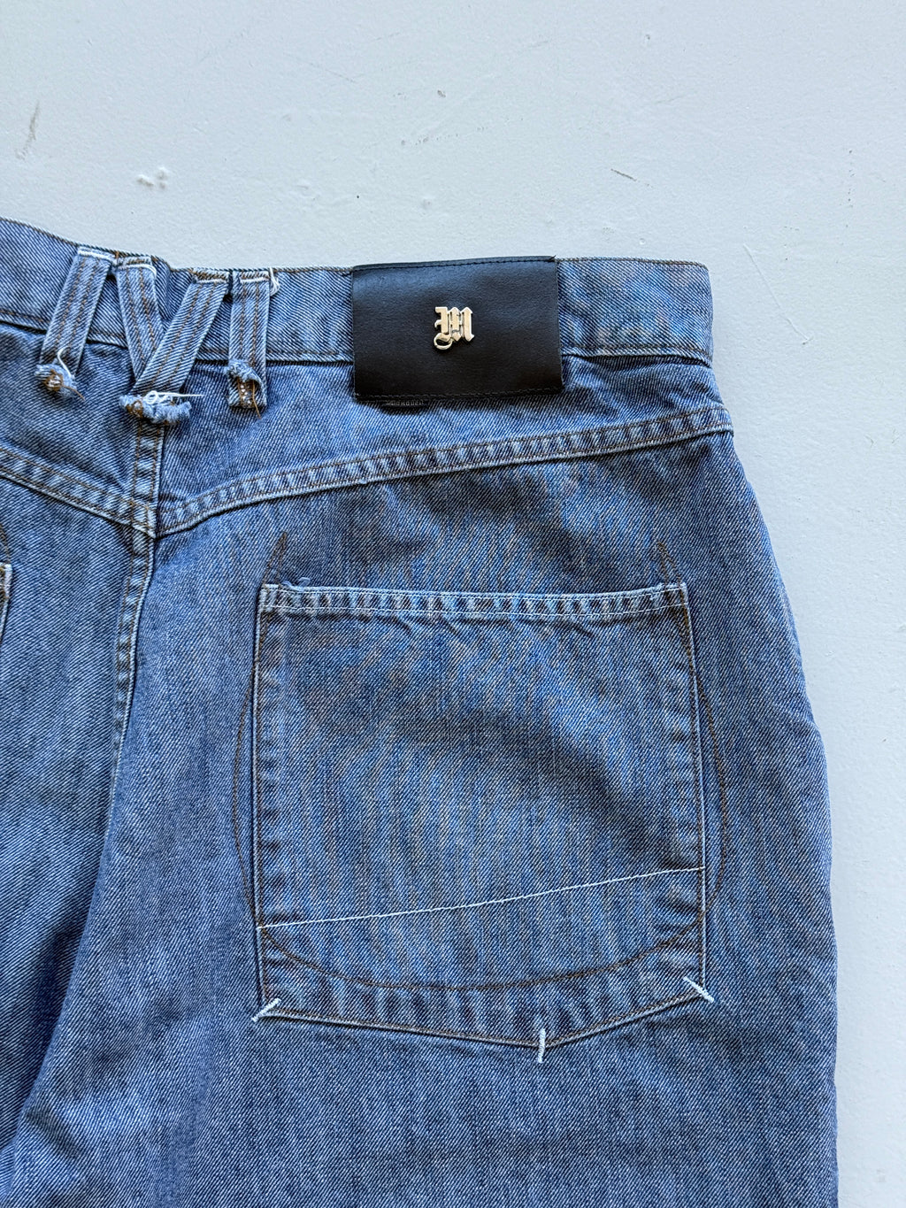 Light Blue 90's Vintage Tupac Hip Hop Denim Jean Shorts - W36 x L13