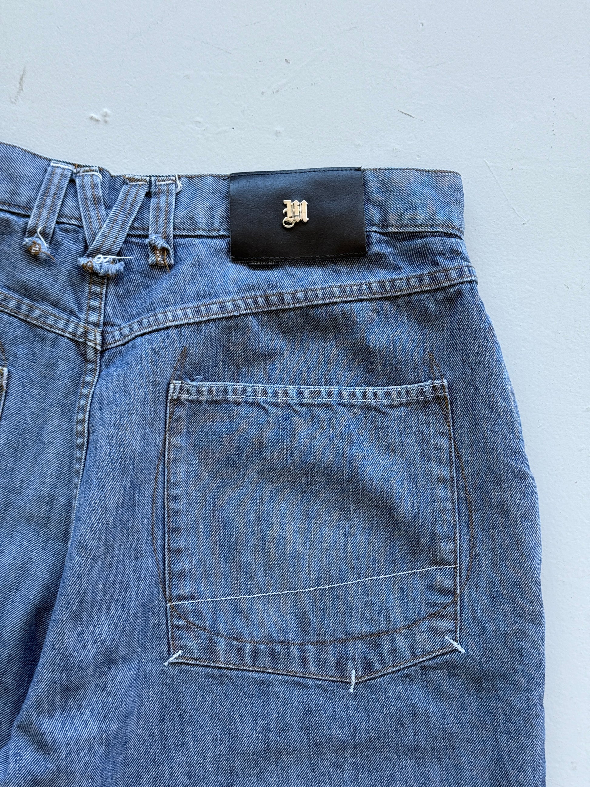 Light Blue 90's Vintage Tupac Hip Hop Denim Jean Shorts - W36 x L13