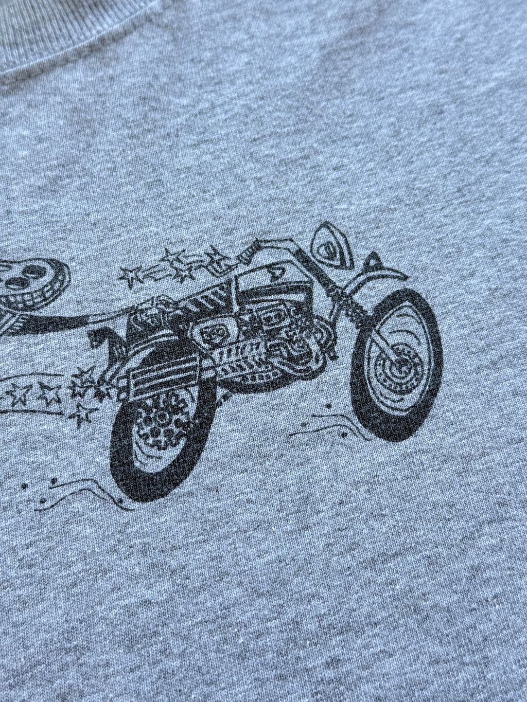 Grey Cartoon Biker 90's Vintage Graphic T-Shirt - Large