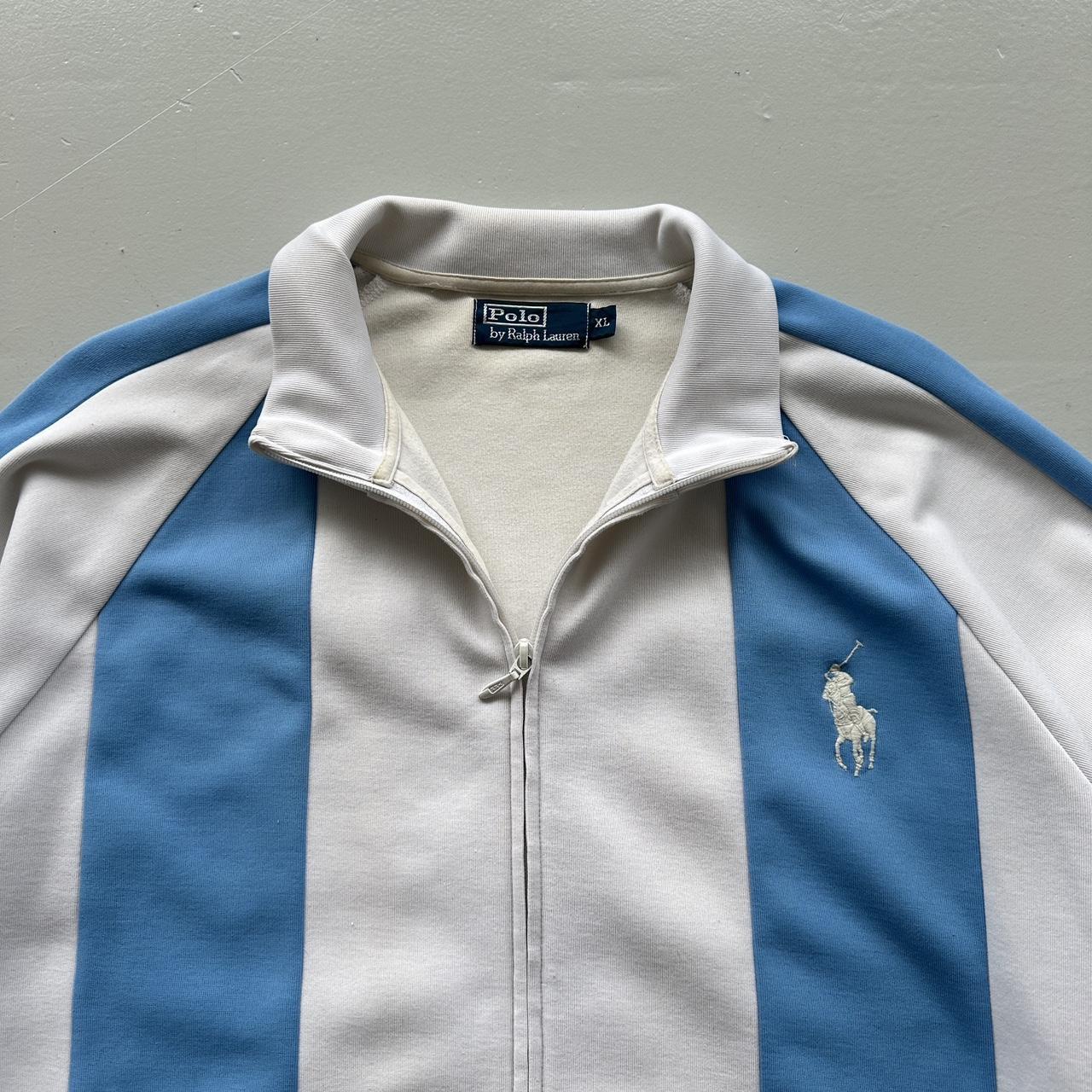 White / Blue Ralph Lauren Big Pony 90’s Vintage Track Jacket - XL