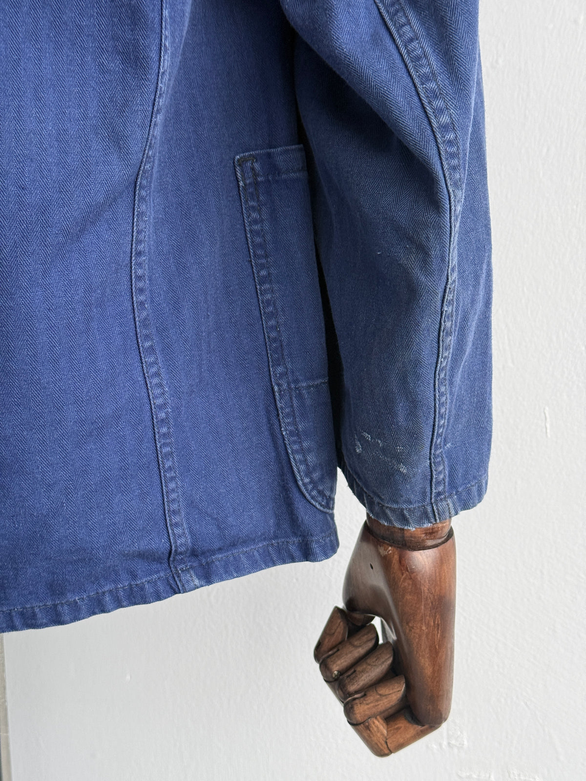 Blue French Vintage 1970's Workwear Chore Jacket CH545 - Small