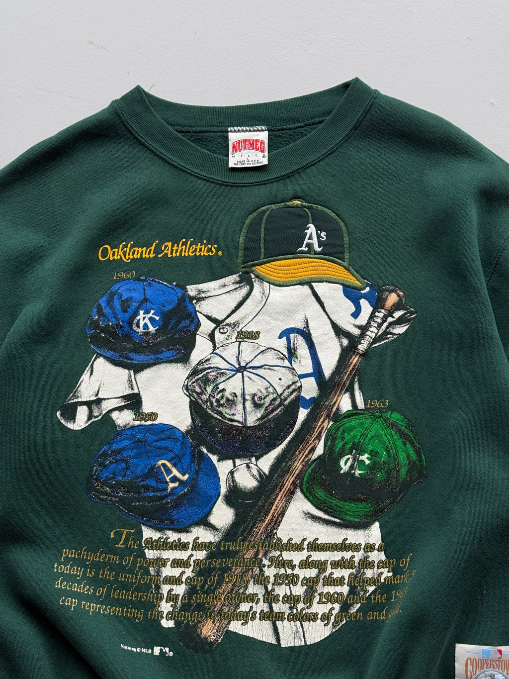 Nutmeg Mills Oakland Athletics Cooperstown 90's Vintage Sweatshirt - Large