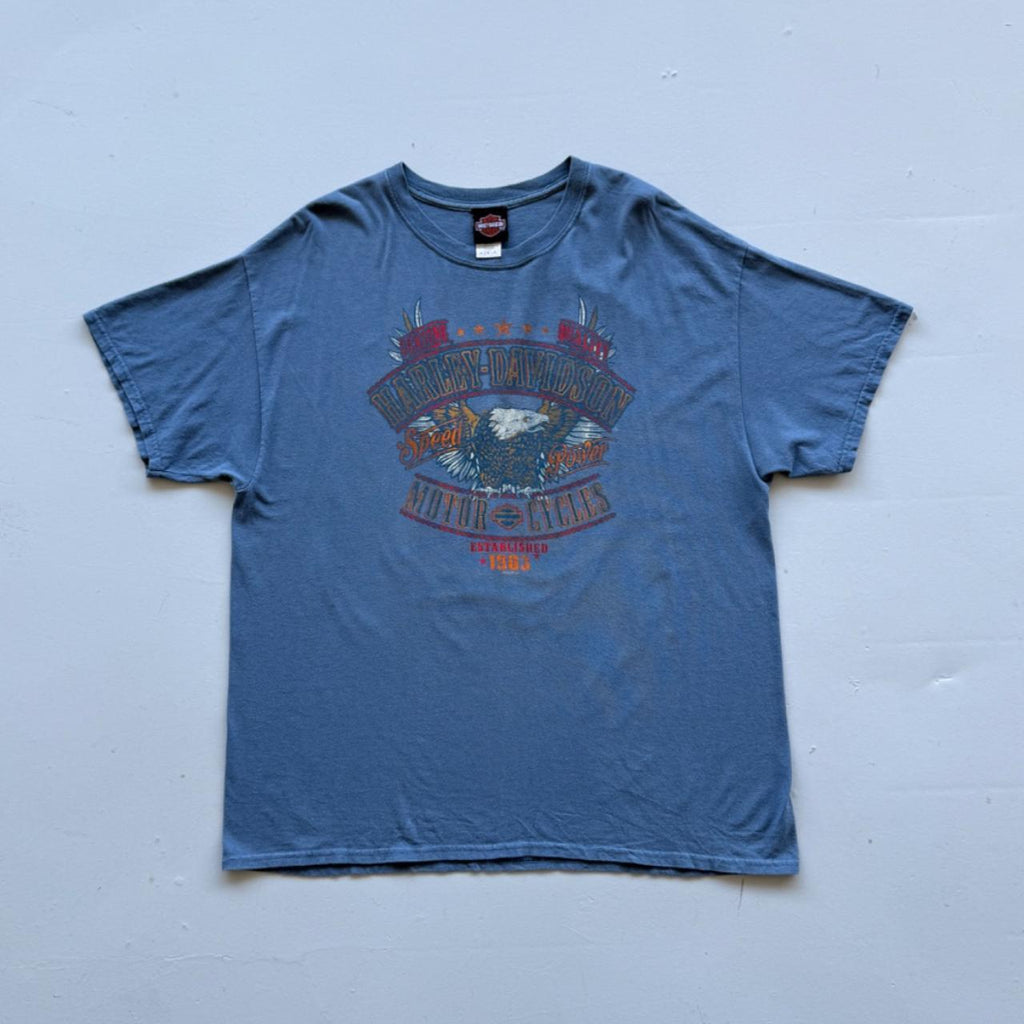 Pale Blue Harley Davidson 90s Vintage Graphic T-shirt - XL