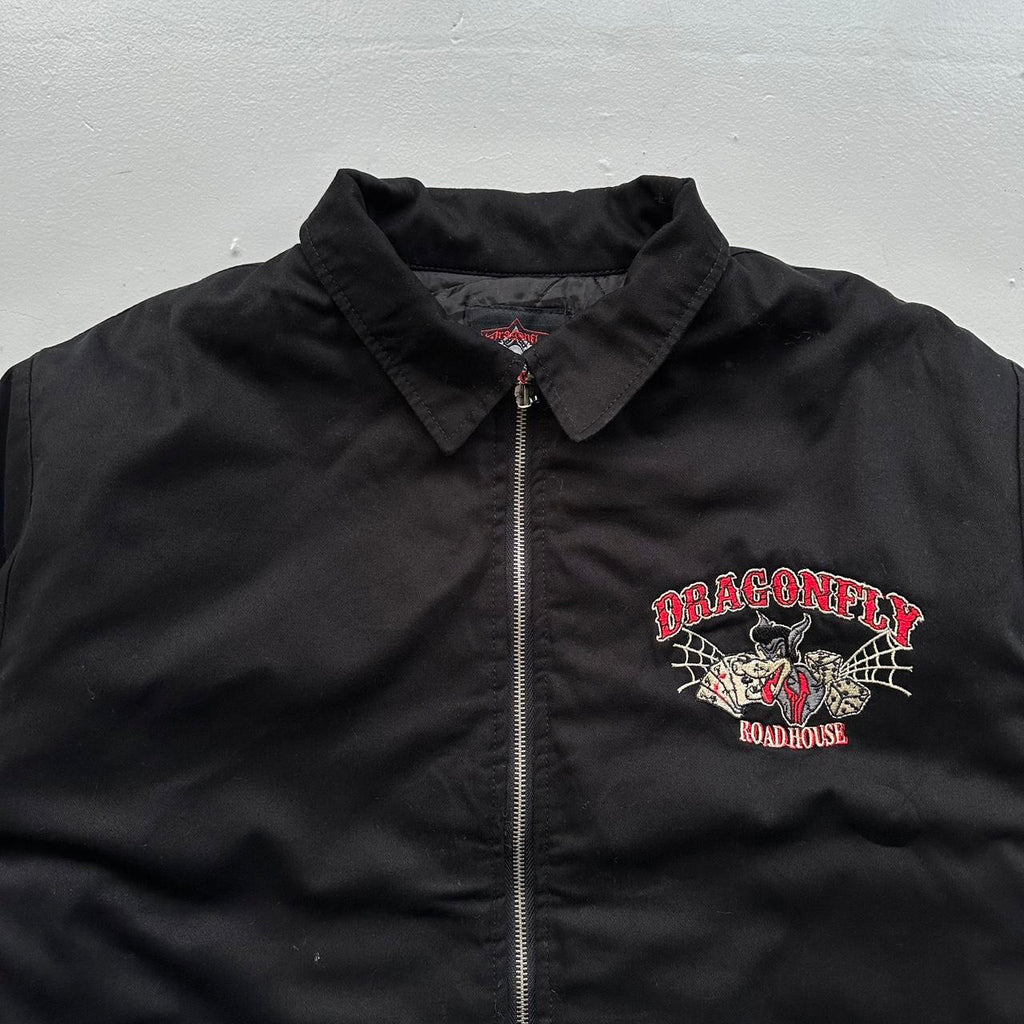 Black 90’s Dragonfly Vintage Bomber Jacket - Large