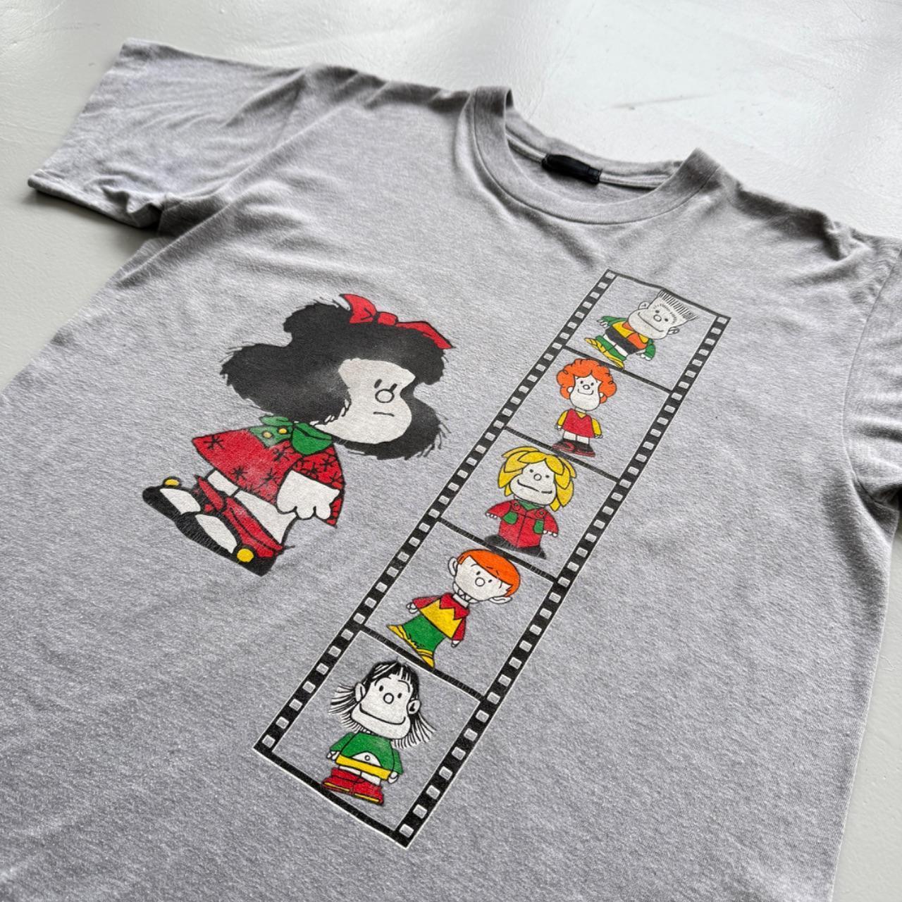 Grey Mafalda Grey Cartoon 80s Vintage Graphic T-Shirt - Medium