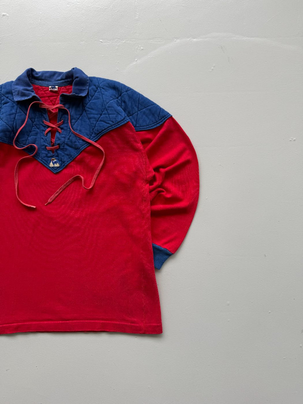Le Coq Sportif Padded 70s Vintage Rugby Polo Jersey - Small/Medium