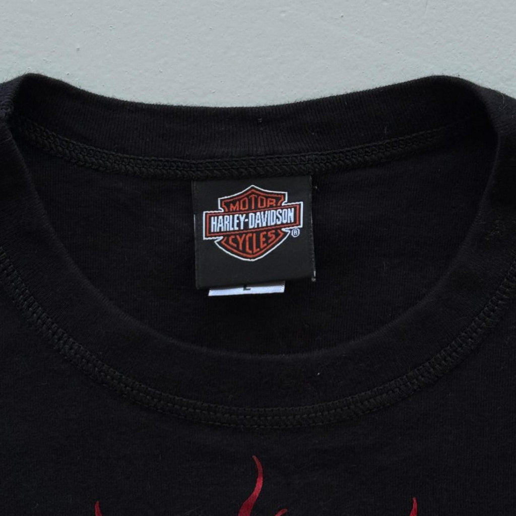 Black Harley Davidson 00's Y2K Graphic T-Shirt - Womens Large