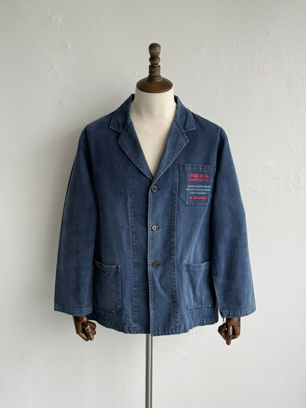 Faded Blue Italian Made 90's Vintage Workwear Chore Jacket CH450 - Medium