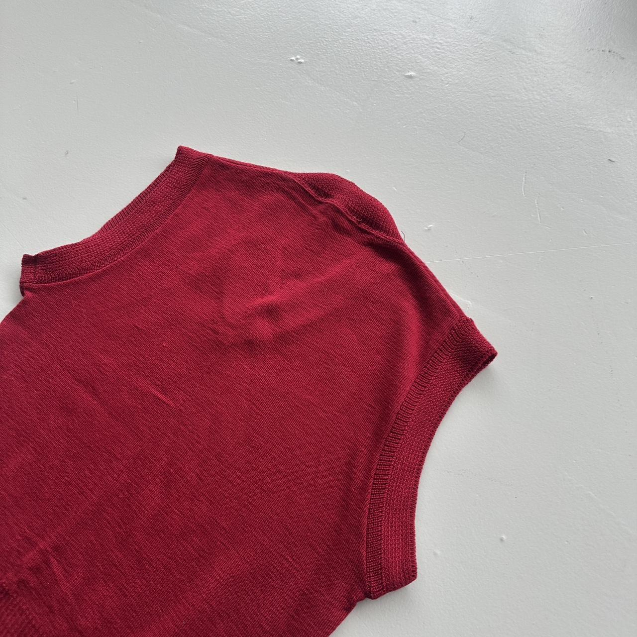 Red Pure Wool Scotch Knit Vintage 60s Sweatshirt Vest - Small