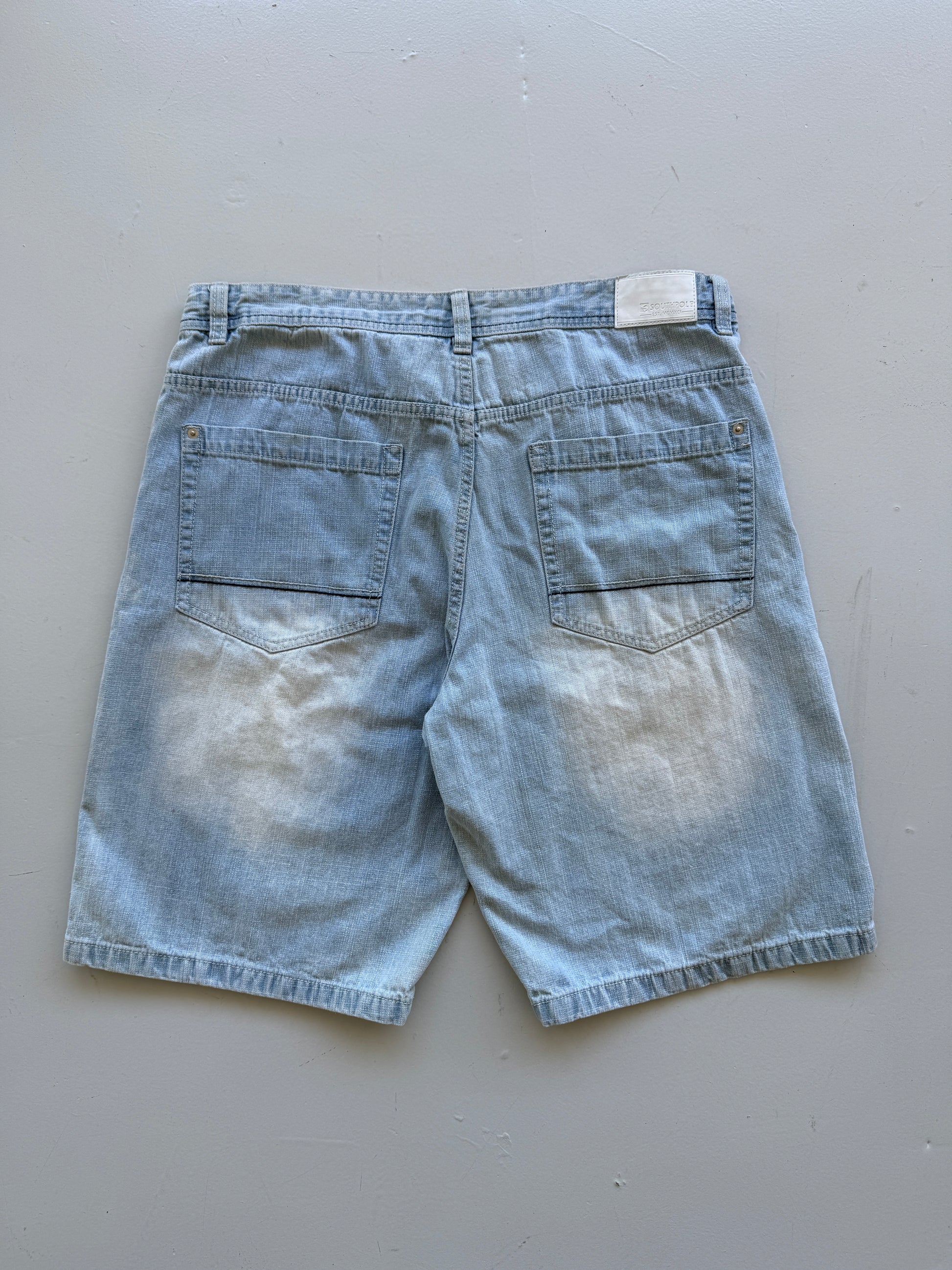 Light Blue Southpole 00's Vintage Y2K Baggy Hip Hop Denim Shorts - W38 x L10