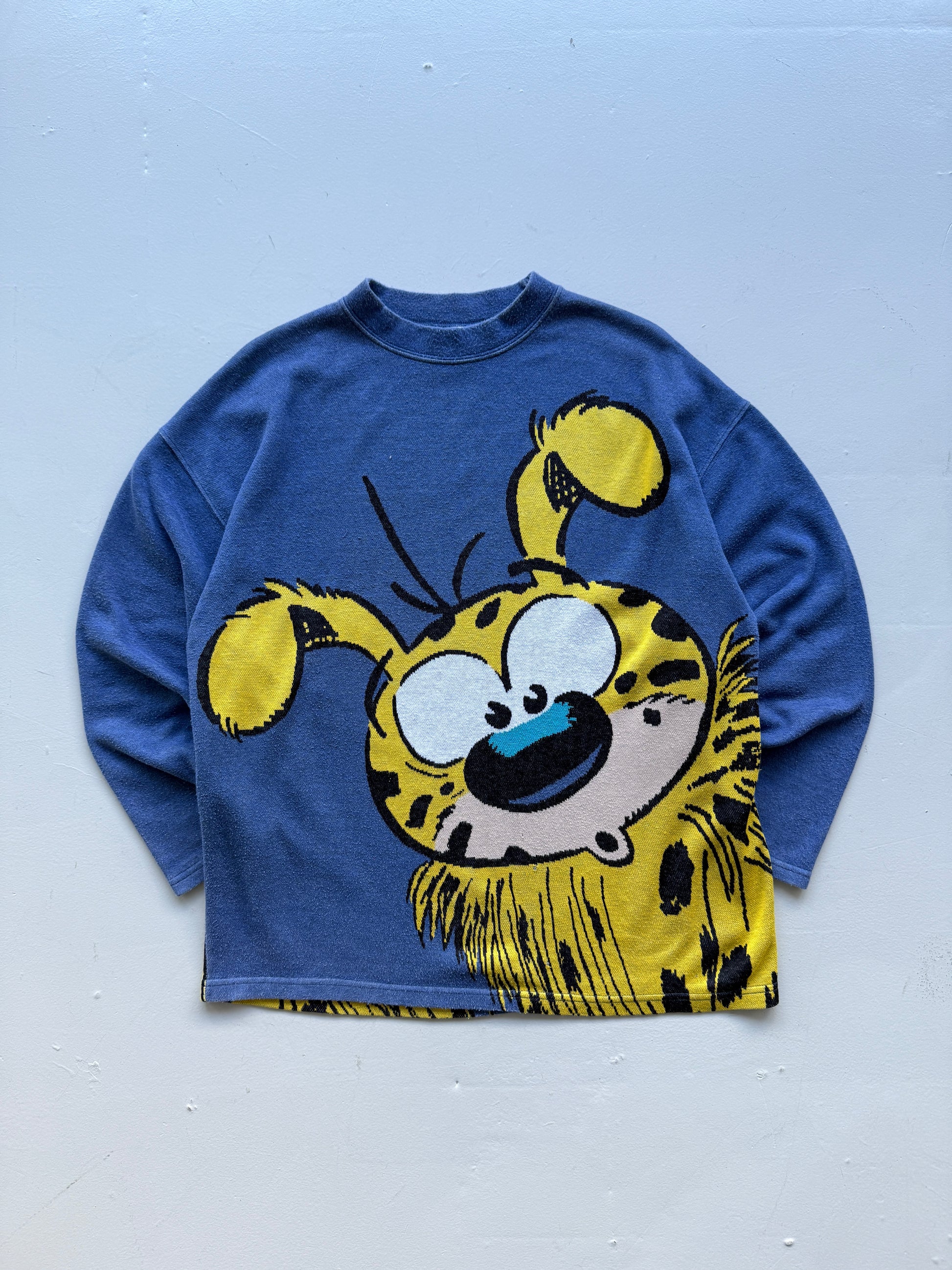 Blue Marsupilami 90's Vintage French Cartoon Knit Graphic Sweatshirt - Large