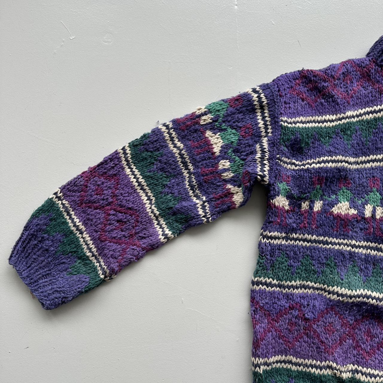 Purple Ecuadorian 80s Chunky Knit Jumper - XL