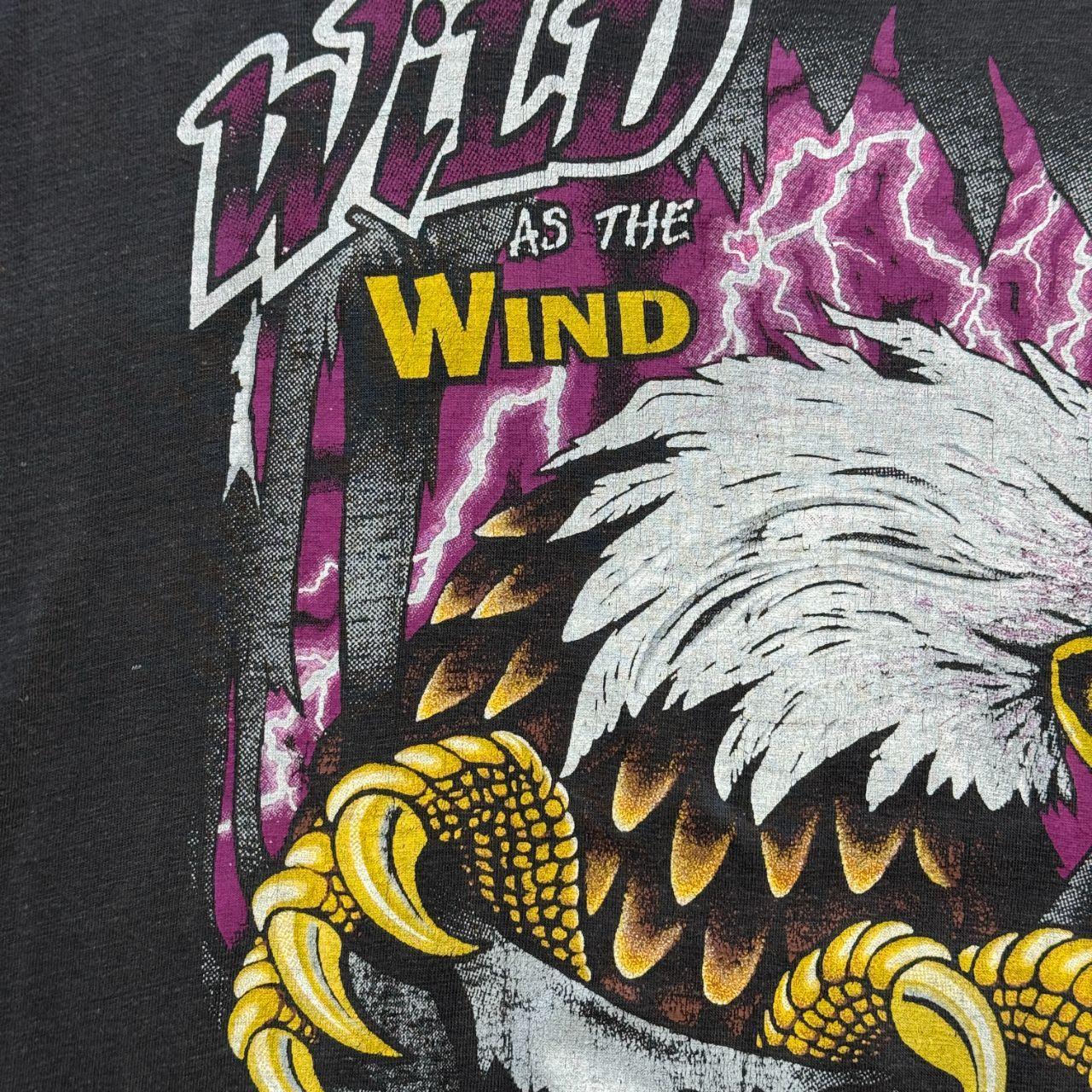 Black Wild as the Wind 90s Vintage Eagle Graphic T-Shirt - XL