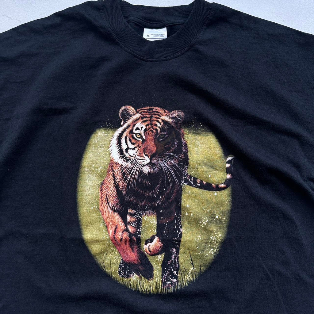 Black Tiger 90s Vintage Animal Wildlife T-shirt - XL