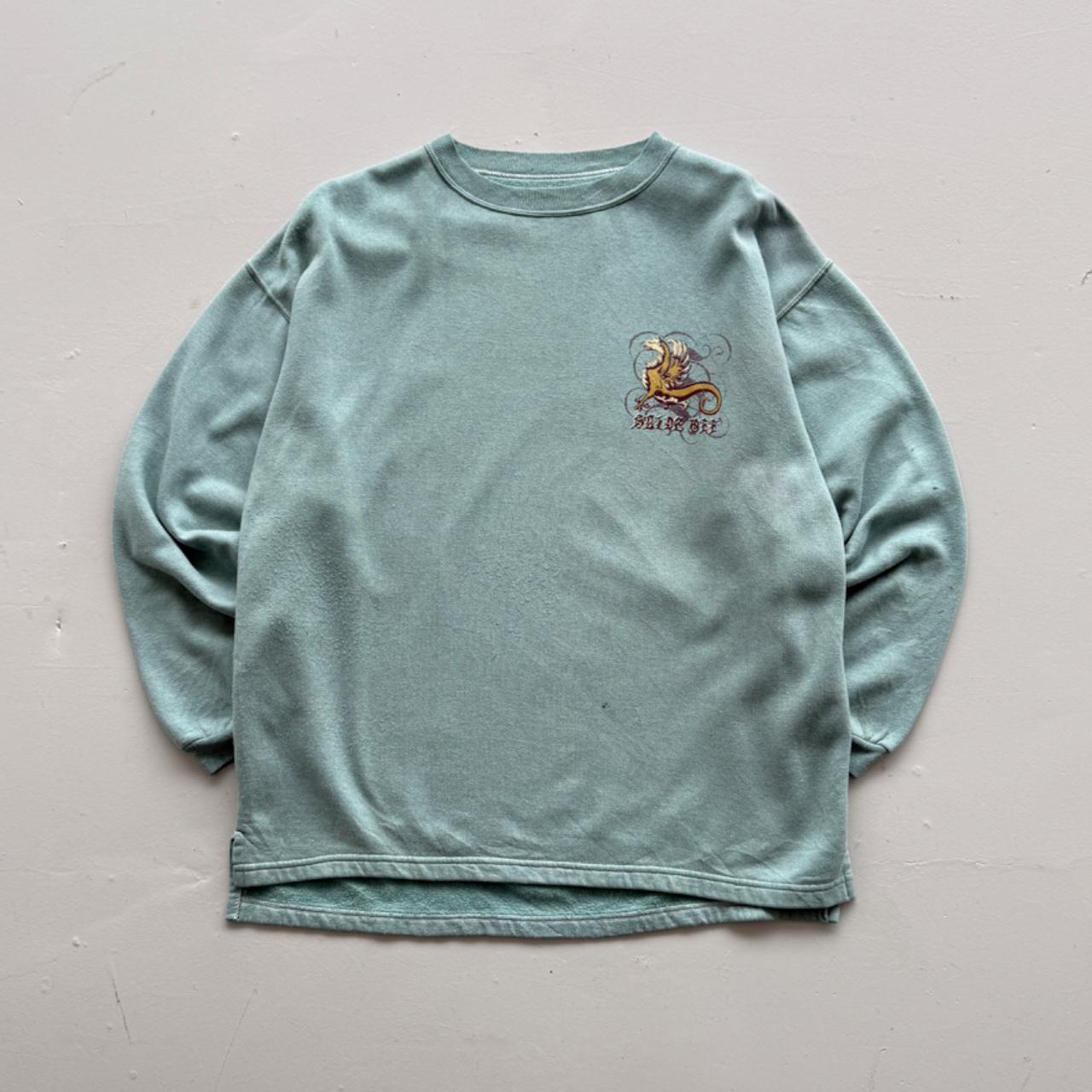 Light Blue Slide Off 90’s Vintage Graphic Surf Sweatshirt - Large