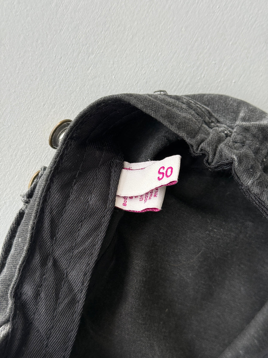 Charcoal Distressed Y2K Cadet Cap Military Style 00's Grunge Aesthetic