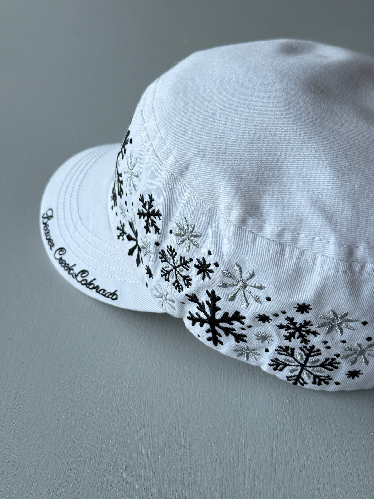 White Snowflake Y2K Cadet Cap Military Style 00's Grunge Aesthetic