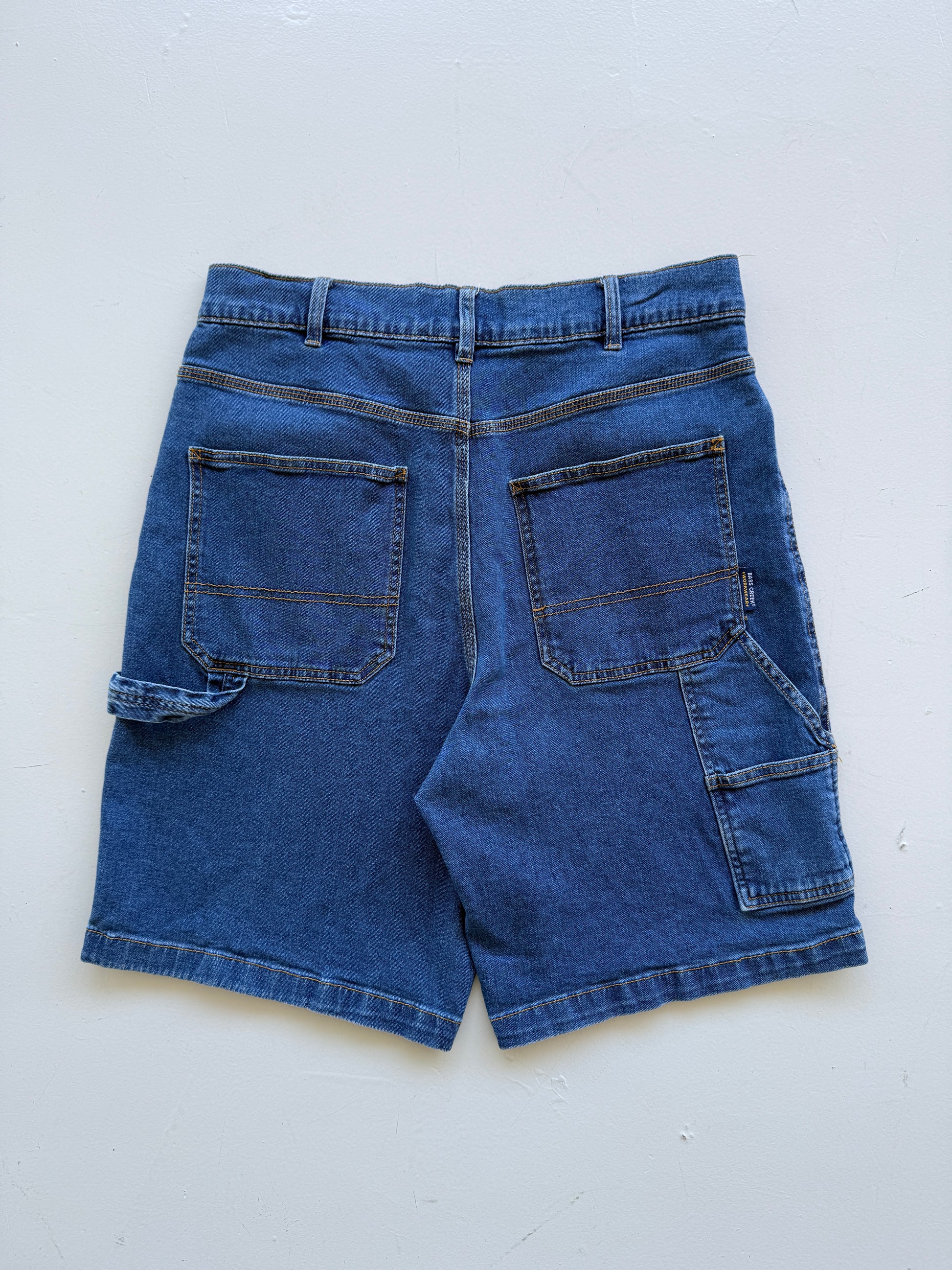 Mid Blue Bass Creek 00's Vintage Y2K Baggy Hip Hop Denim Shorts - W32 x L9