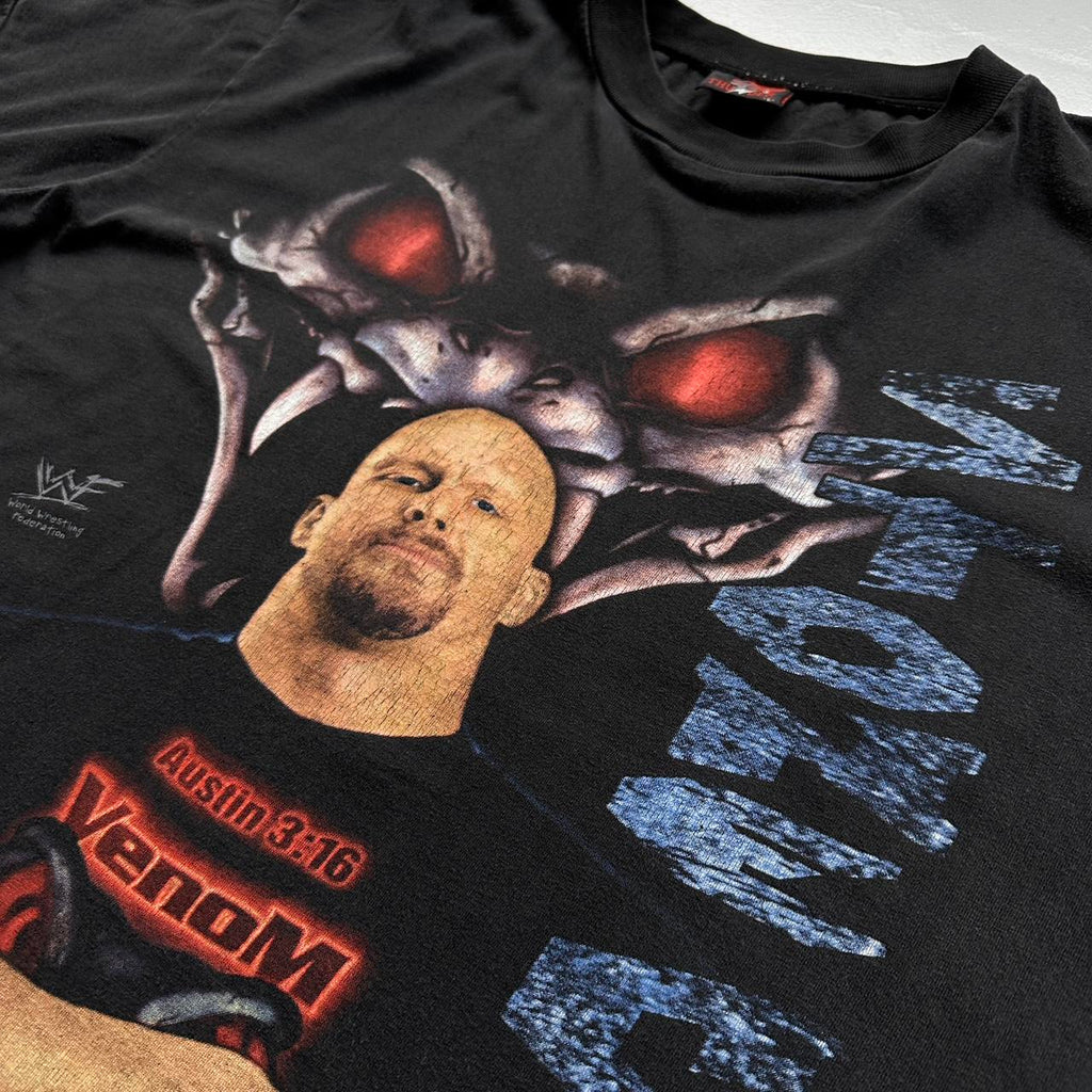 Black WWF Stone Cold Steve Austin Vintage Graphic T-Shirt - Large/XL Boxy