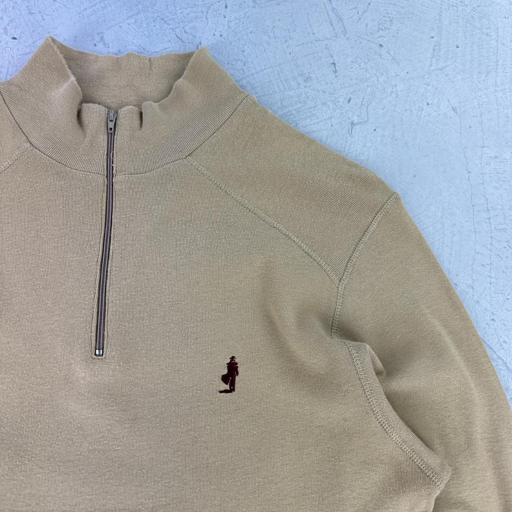 Marlboro Classics Tan 90s vintage Quarter Zip T-shirt - Medium