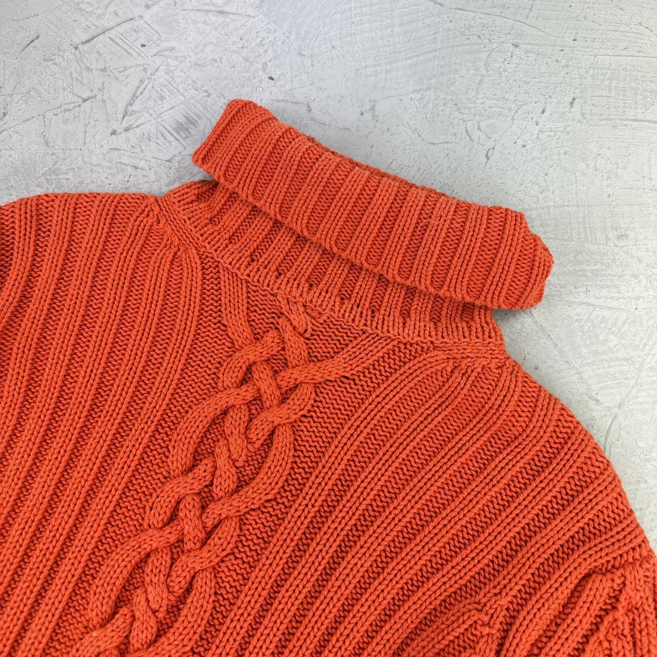 Vintage Orange Rope Knit 90's Sweatshirt - Small