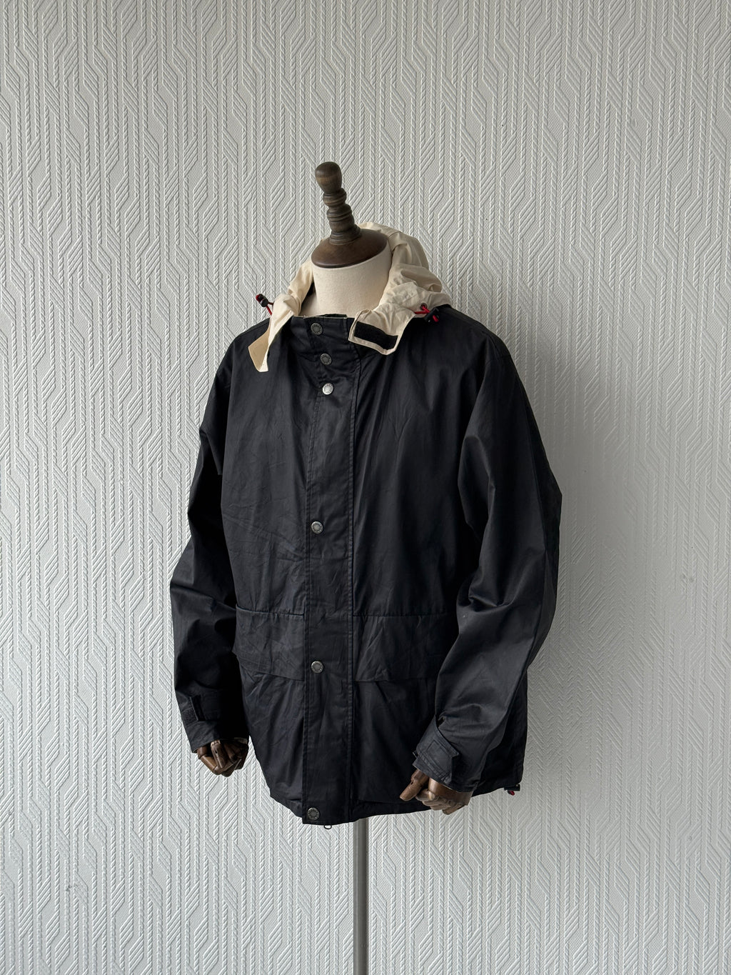 Black / Cream Reversible Tommy Hilfiger 00's Vintage Deck Jacket - Large