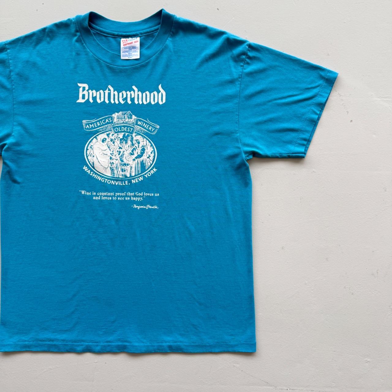 Blue Brotherhood Winery 90s Vintage Graphic T-Shirt - Large
