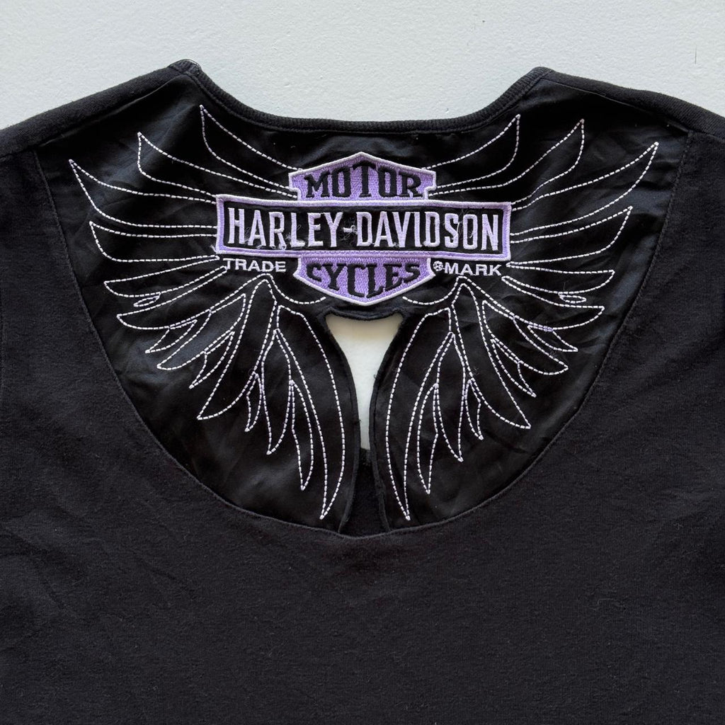 Black Harley Davidson 00's Y2K T-Shirt - Womens Medium
