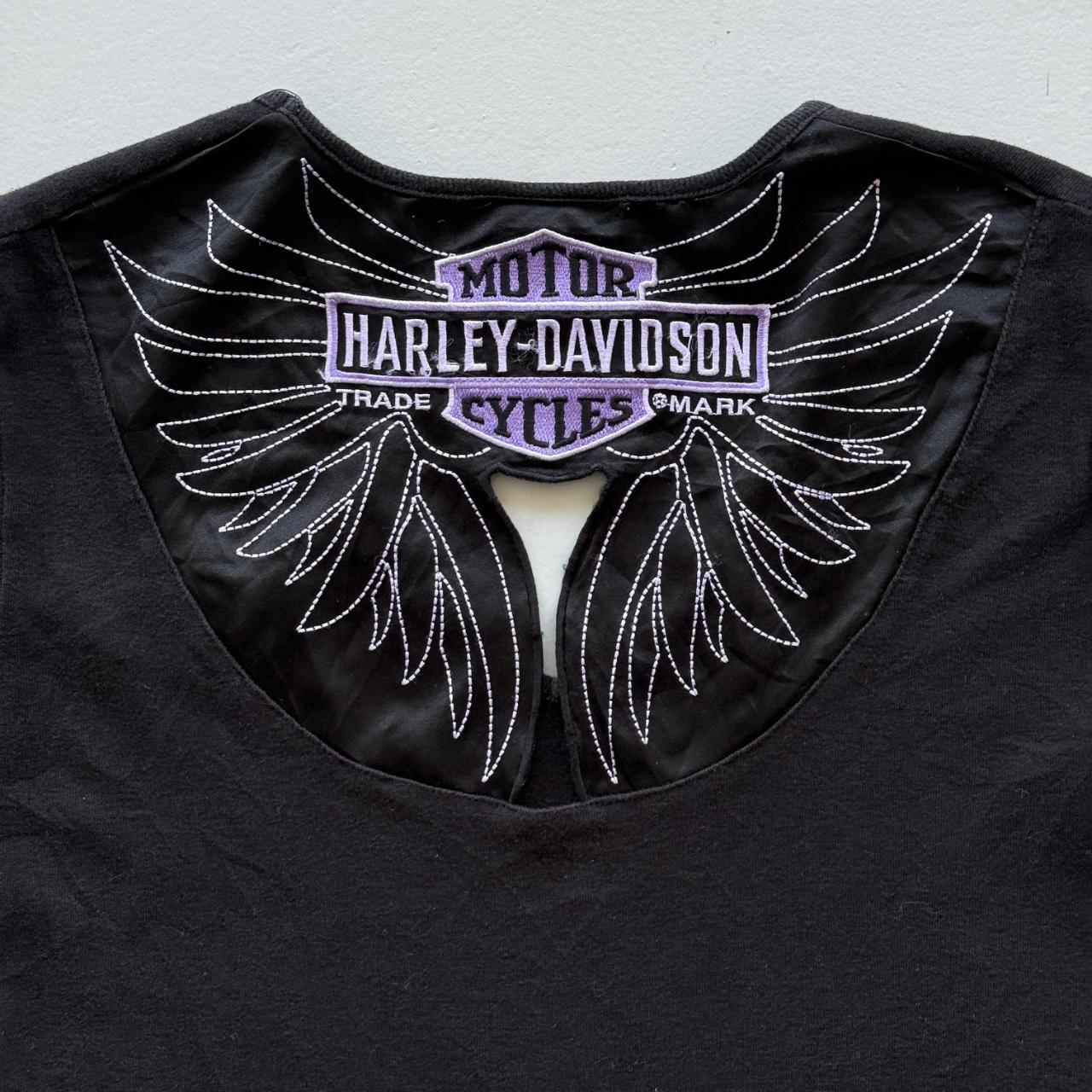 Black Harley Davidson 00's Y2K T-Shirt - Womens Medium