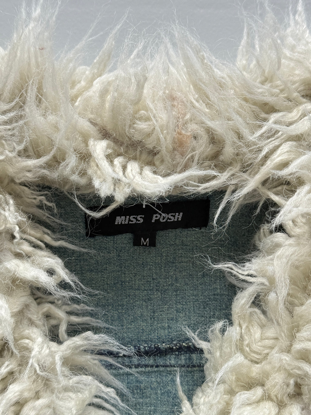 Blue Miss Posh 00's Vintage Y2K Denim Fur Jacket - Size 6