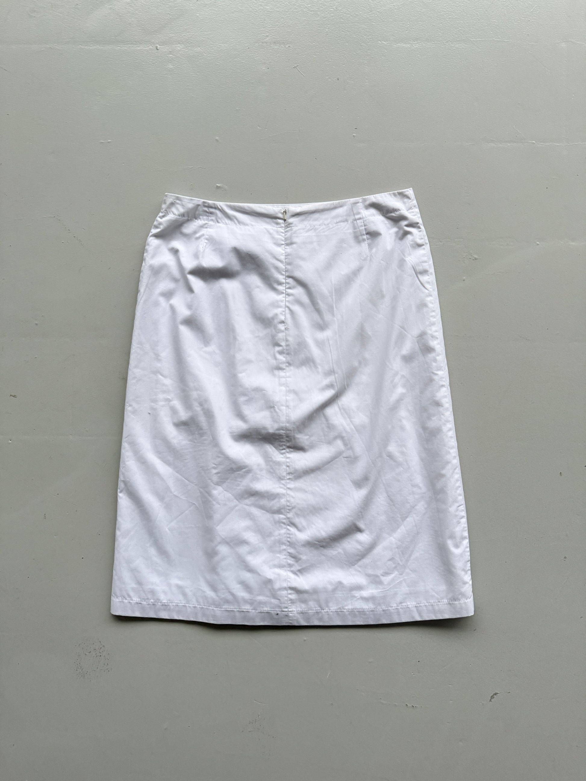 White Oasis 00's Vintage Y2K Embroidered Summer Pencil Skirt - UK 14