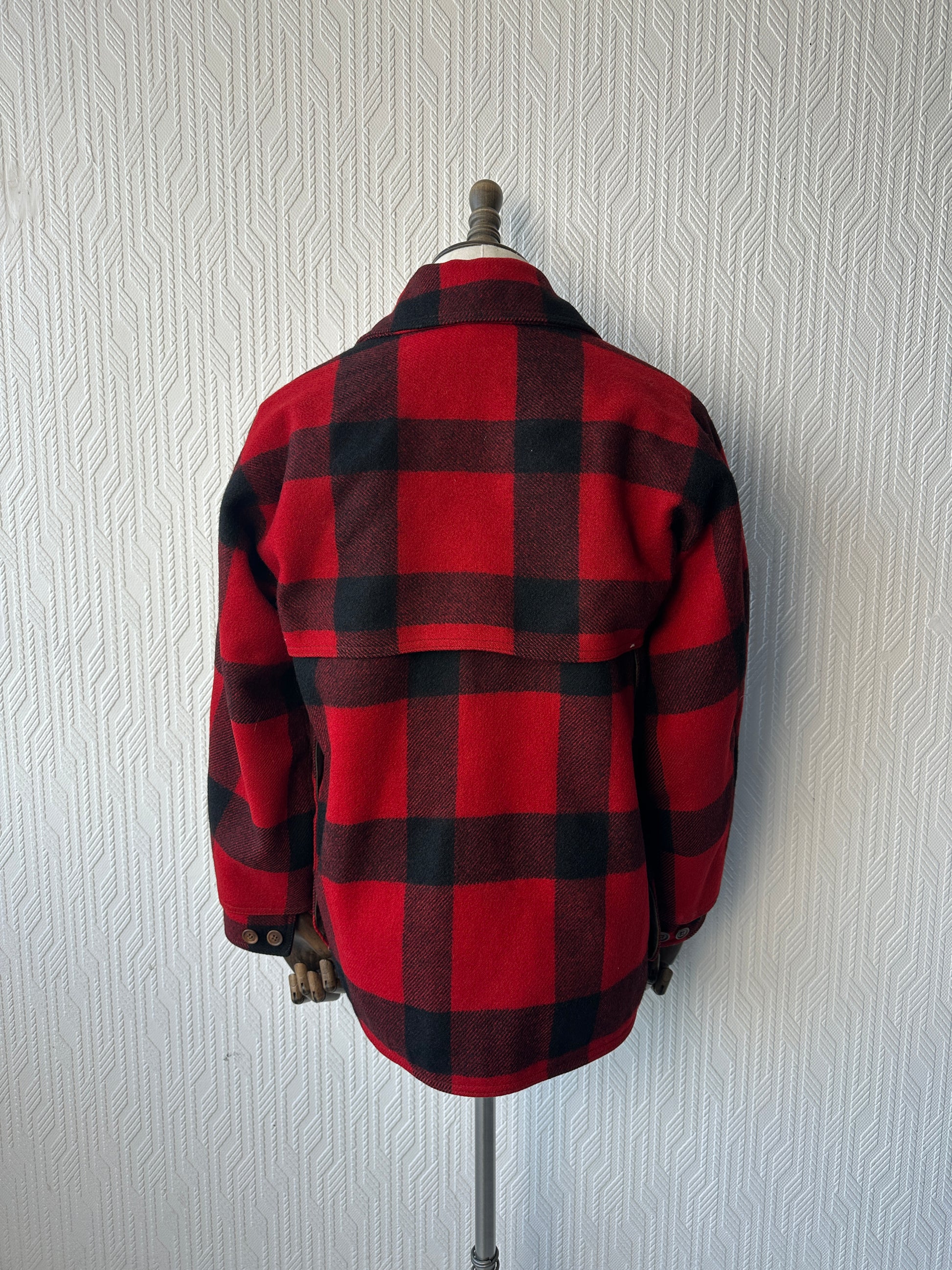 Rad Black White Stag 80's Vintage Wool Buffalo Plaid Jacket - Small