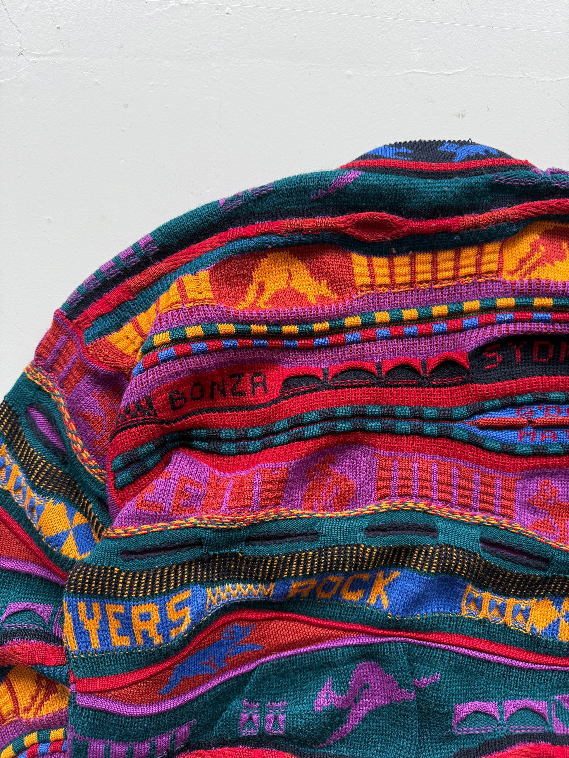 Colourful 3D Knit Woollen 90's Australian Hysport Cardigan -14 / Mens Medium