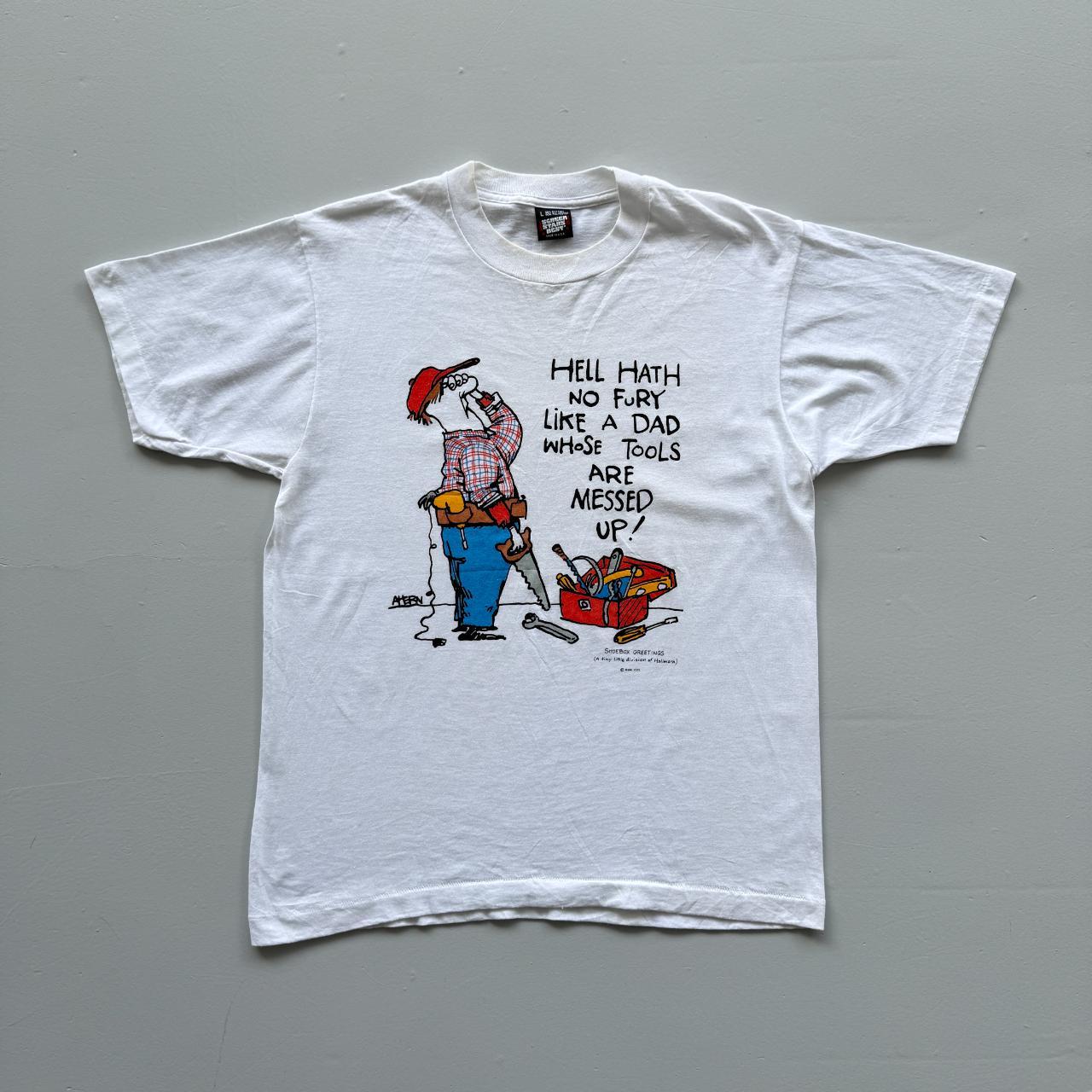 White Novelty Cartoon Dad Slogan Vintage 90s Tour T-shirt - Medium