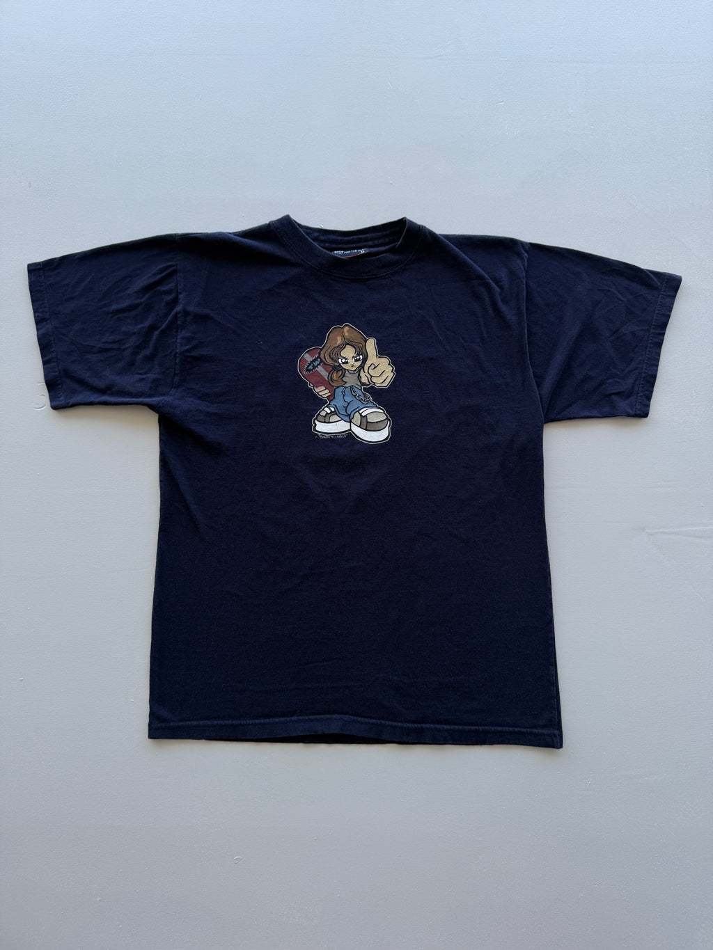 Navy Spirit Y2K Vintage Skate Graphic T-Shirt - Small
